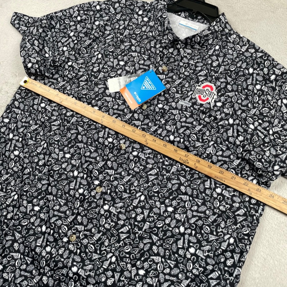 New Columbia Super Slack Tide Shirt Men Large Ohio State Buckeyes PFG Buton Up - Picture 6 of 11